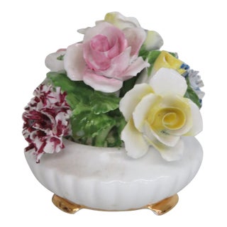 Hall Brothers Radnor Staffordshire England Fine Bone China Floral Basket 5070b For Sale