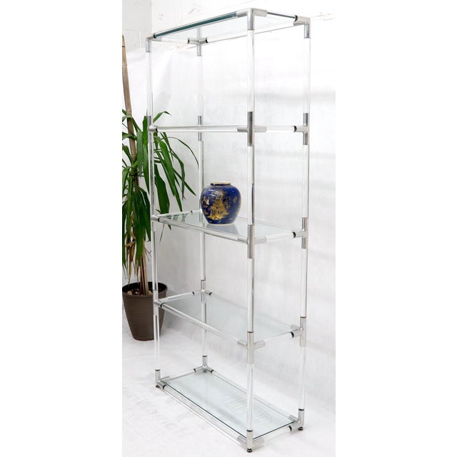 Late 20th Century 5-Tier Lucite and Glass Mid-Century Modern Étagère Shelf Wall Unit For Sale - Image 5 of 13