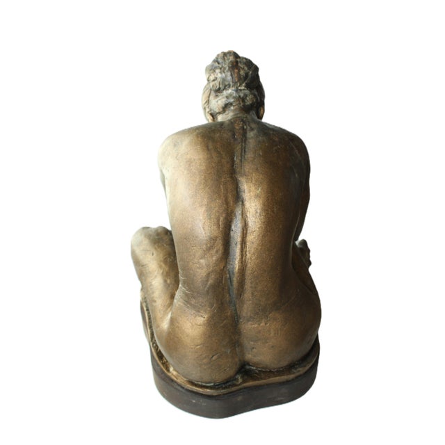 Ext. Large Signed French Bronze Overlay Sitting Nude Statue/16" For Sale - Image 4 of 6