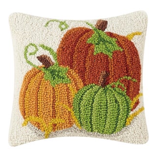 Pumpkin Batch Hook Pillow 10" x 10" For Sale