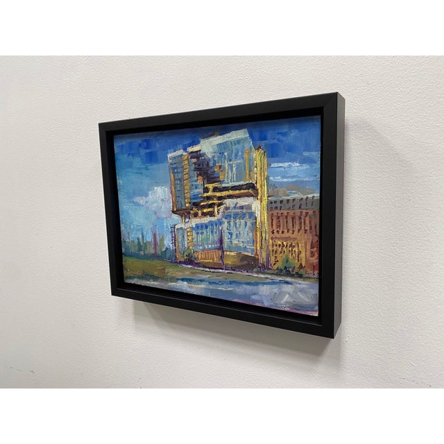 MAD Studios Architecture Rift Rino by Delton Demarest | Oil on panel of a modern building exterior For Sale - Image 4 of 4