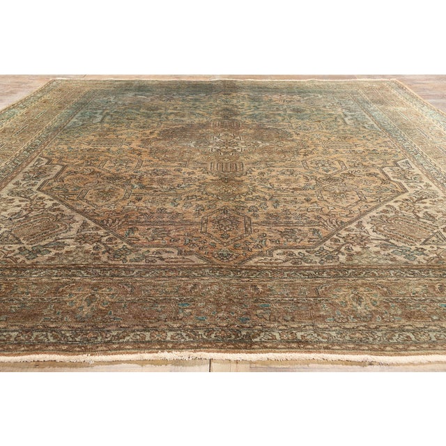 Brown Vintage Persian Tabriz Rug - 10’00 X 12’10 For Sale - Image 8 of 9
