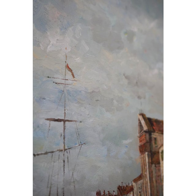 1970s Z. Sita Artist Signed European Coastal Oil Painting on Canvas For Sale - Image 5 of 10
