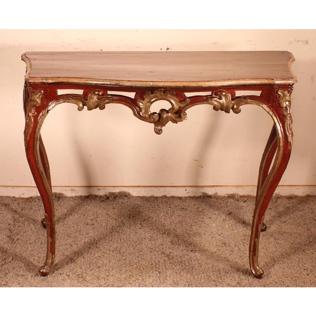 Louis XV Console in Polychrome Wood, Italy For Sale - Image 6 of 15