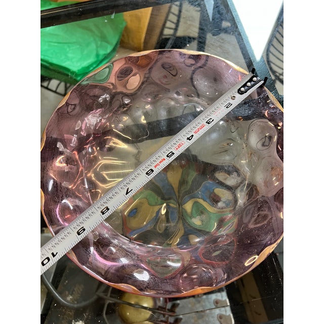 1970s Beautiful Pink Glass Cake Cover and Plate With Floral Accents For Sale - Image 9 of 9