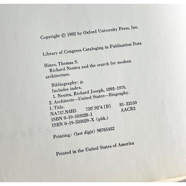 Richard Neutra Richard Neutra and the Search for Modern Architecture Book by Thomas S. Hines For Sale - Image 4 of 7