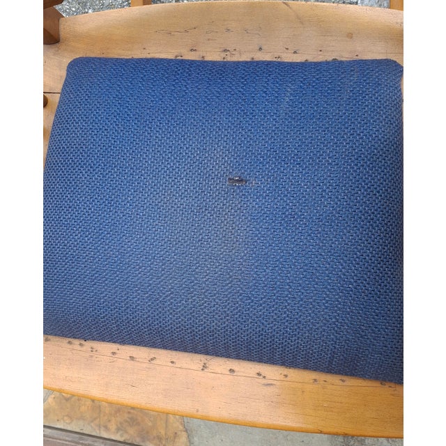 Tan Early 20th Century Carved Oak Press Back and Upholstered Seat Rocker Chair For Sale - Image 8 of 8