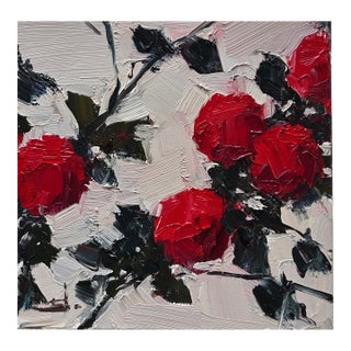 Red Flowers Oil Painting by Vivek Mandalia For Sale