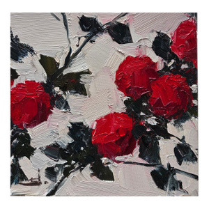 Red Flowers Oil Painting by Vivek Mandalia