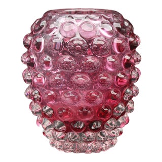 Extraordinary Pink Barovier E Toso Bugnato Vase For Sale
