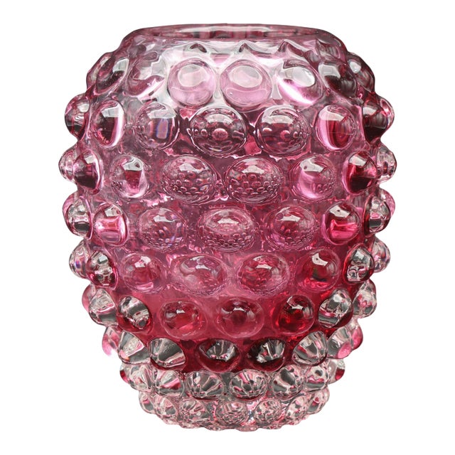 Extraordinary Pink Barovier E Toso Bugnato Vase For Sale