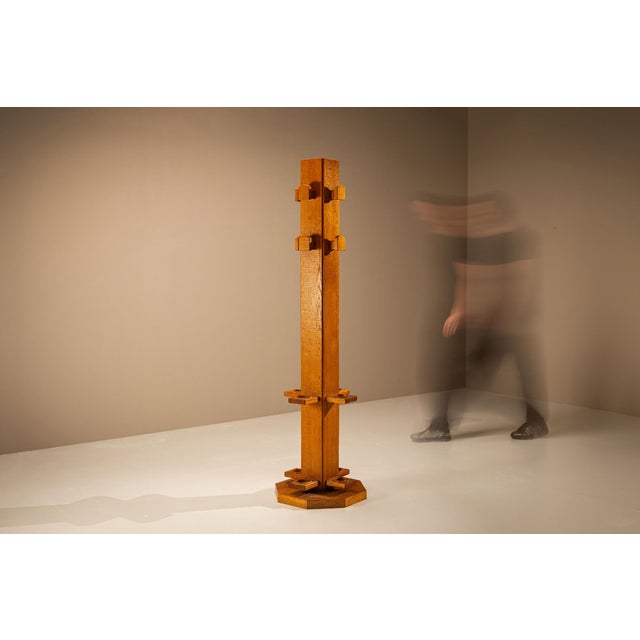 Mid-Century Modern Coat Rack in Oak by Giuseppe Rivadossi, Italy, 1970s For Sale - Image 3 of 10