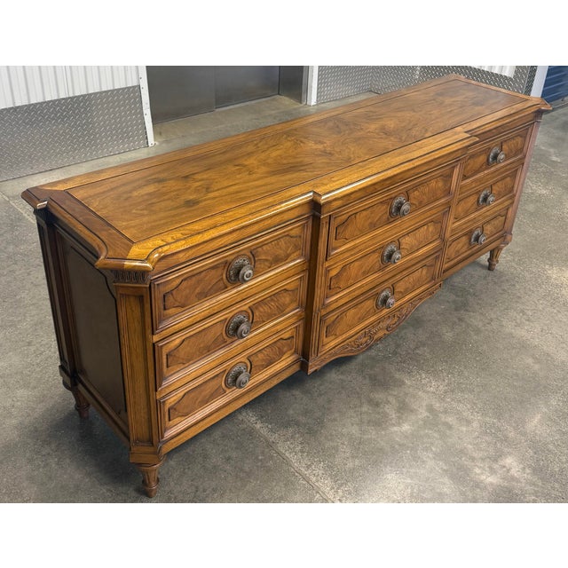 Wood Late 20th Century Karges Burled Walnut French Regency Dresser For Sale - Image 7 of 12