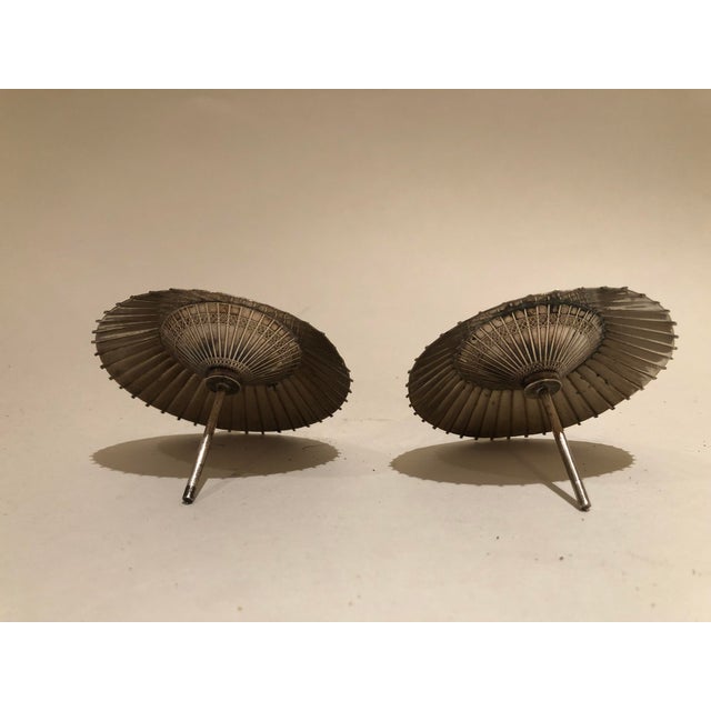 Antique Silver Decorative Umbrella Shaped Design Accents Detailed - a Pair For Sale In Washington DC - Image 6 of 11