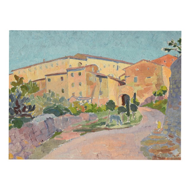 Anja Decker, Italian Street Scene with Horse, 1932, Oil Painting on Canvas For Sale
