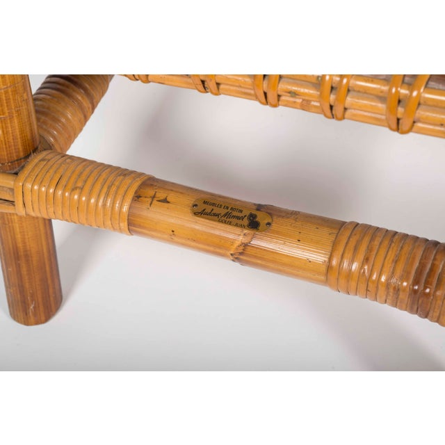 Low French Rattan Chair by Adrien Audoux and Frida Minnet, 1950s For Sale - Image 5 of 7
