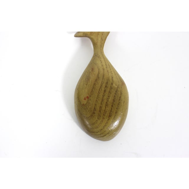 Brown Hand Carved Wood Spoon Folk Art Treen Welsh Love Spoon Oak Leaves and Acorn For Sale - Image 8 of 9