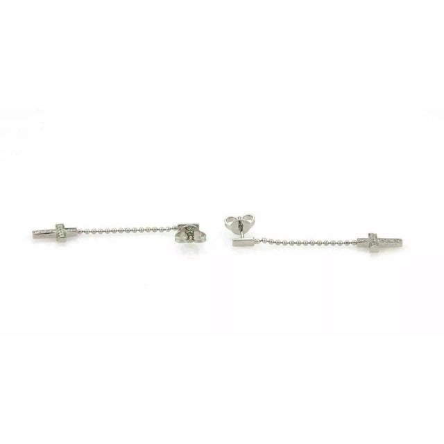 Late 20th Century Gucci Diamond 18k White Gold Drop Dangle Cross Earrings , 2 Pieces For Sale - Image 5 of 8