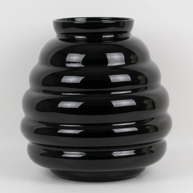 Glass Oversized Black Opaline Glass Vase, Belgium 1950s For Sale - Image 7 of 7