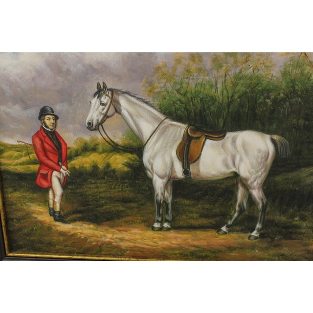 Man & Horse Framed Oil Painting on Canvas For Sale In Philadelphia - Image 6 of 9