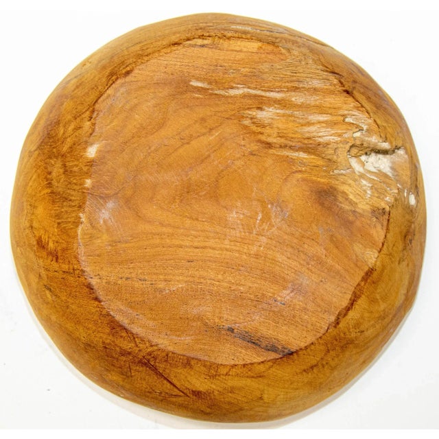 Vintage Organic Wood Root Bowl Natural Free Form Live Edge Sculptural Teak Bowl For Sale In Palm Springs - Image 6 of 13