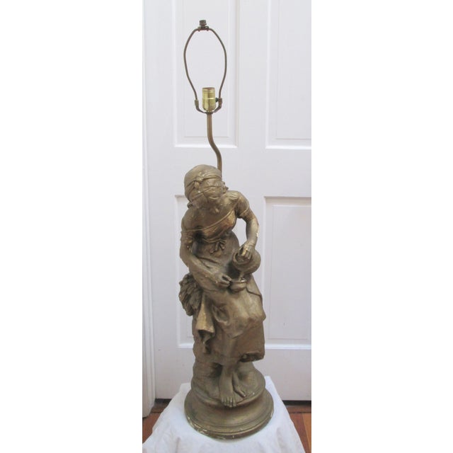 Sculptural Antique Gilt Lamp Attributed to Mathurin Moreau For Sale - Image 11 of 11