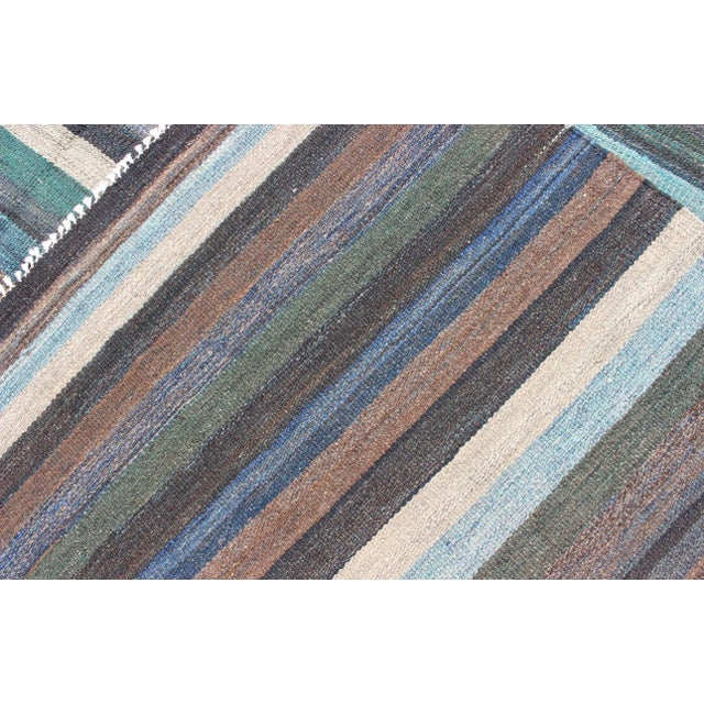 2020s Colorful Modern Striped Kilim in Unique Colors for Modern or Classic Rooms For Sale - Image 12 of 13