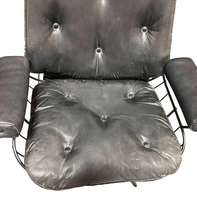 Black MCM Model 90 "Riviera" Swivel Springer Iron Lounge Chair W/ Ottoman by Homecrest For Sale - Image 8 of 15