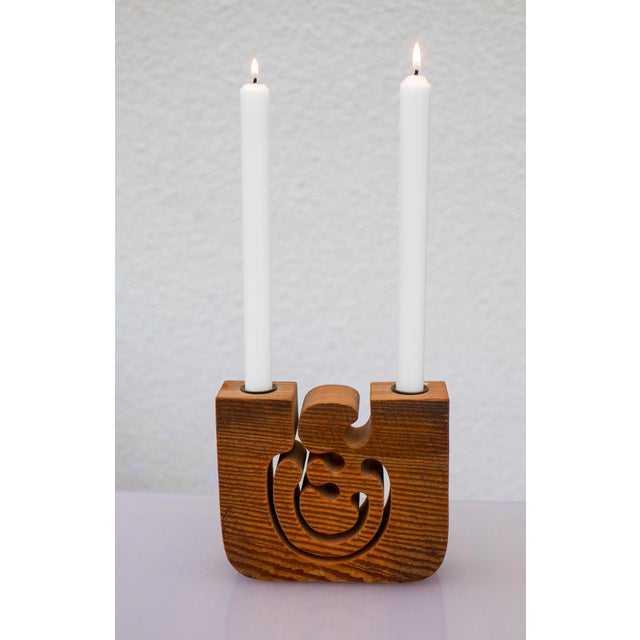 Large Wooden Candleholder by Gunnar Kanevad, 1984 For Sale - Image 4 of 11