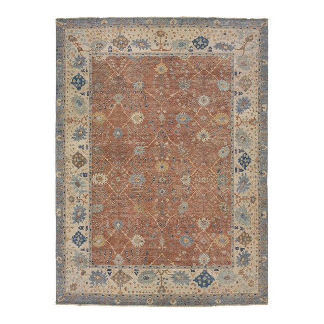 Apadana's Modern Tabriz Style Oversized Indian Wool Rug Handmade in Brown For Sale