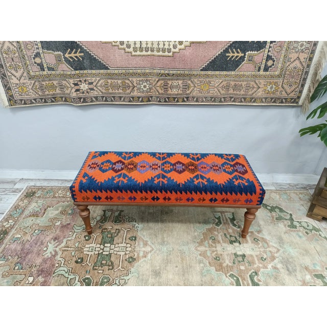 SIZE: 18X18X48 Inches ( with legs ) - 45x45x120 cm TYPE: Handmade Ottoman Bench CONDITION: is good. CONSTRUCT: It will...