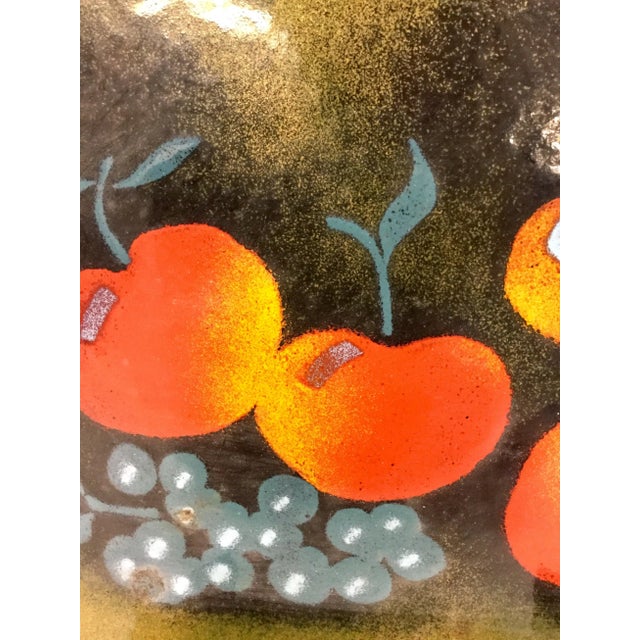 1970s Vintage Enamel Over Metal Hand Painted Tray and Stand For Sale - Image 5 of 11