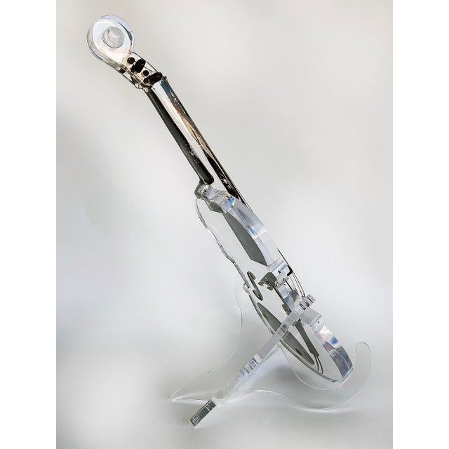 Custom-Made Lucite Violin Sculpture on Stand Signed and Numbered Limited Edition #1/10 For Sale - Image 10 of 13