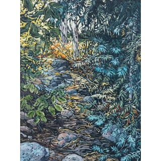 The Exuberance of Nature Revealed by Deb Komitor | Oil on cradle board Stream and foliage scene. For Sale