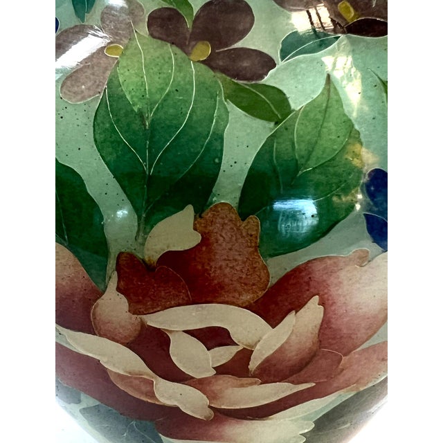 Vintage Japanese Plique-A-Jour Vase in a Floral Design For Sale - Image 9 of 12