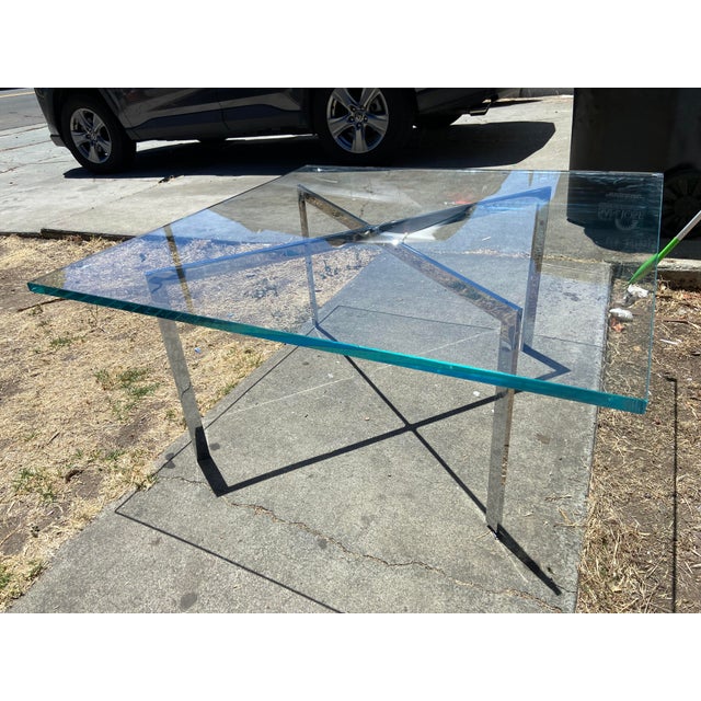 American Modern Barcelona Stainless Coffee Table by Mies Van Der Rohe for Knoll Chipped ! For Sale - Image 3 of 18