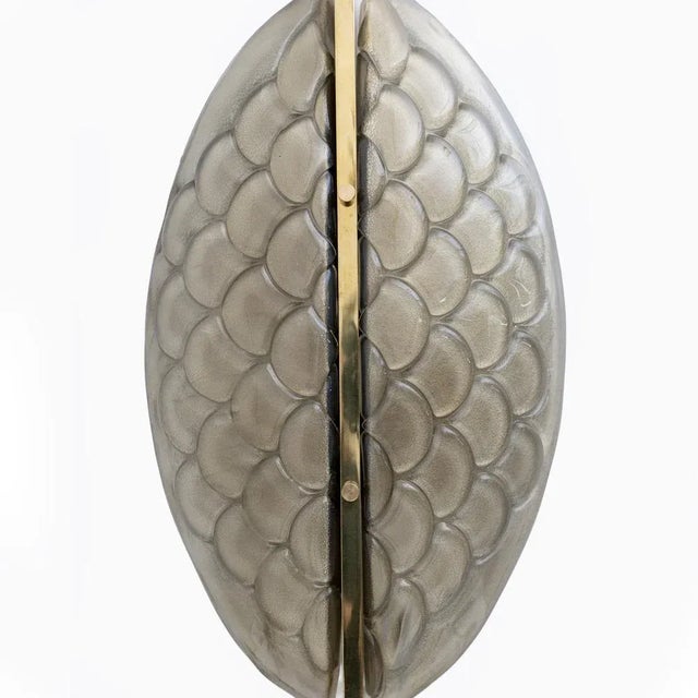 Gold Modern Italian Murano Glass and Brass Sconces, 1990, Set of 2 For Sale - Image 8 of 9