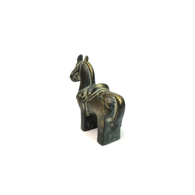 Mid 20th Century Vintage Heavy Solid Brass Pony Figurines - a Pair For Sale - Image 5 of 7