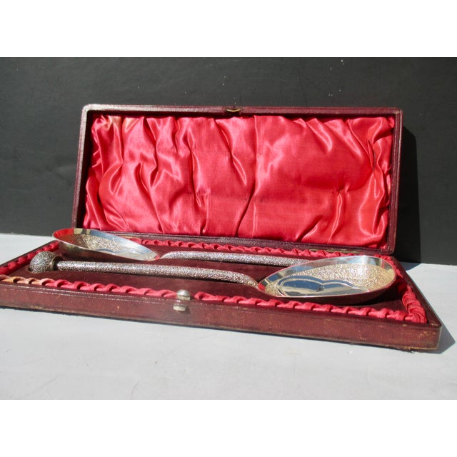 Antique Silver Plate Gift Set of Serving Spoons Circa 1870-A Pair of 2 For Sale In New York - Image 6 of 8