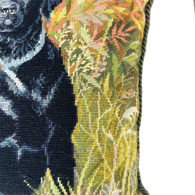 Vintage Needlepoint Black Labrador Retriever Pillow For Sale In Charleston - Image 6 of 7