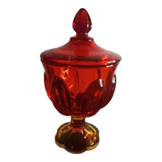 LE Smith Amberina Covered Compote For Sale