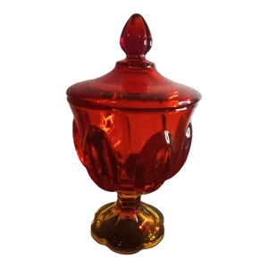 LE Smith Amberina Covered Compote