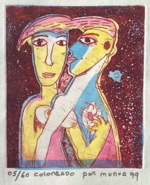 1999 "Couple II" Abstract Etching by Mario Murua