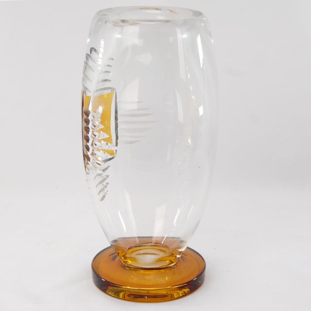 Mid Century Scandinavian Cut Glass Pedestal Vase For Sale - Image 4 of 10