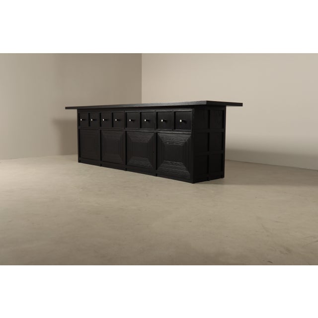 Large Architectural 4-Door Sideboard in Ebonized Wood, 1990s For Sale - Image 4 of 17