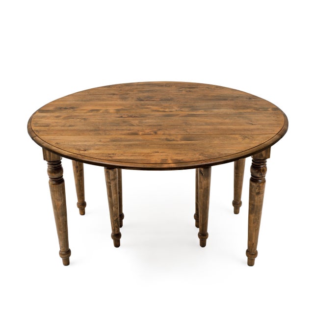 Antique Tuscan Elm Extendable Round Dining Table with Five Leaves, 1900 For Sale - Image 11 of 15
