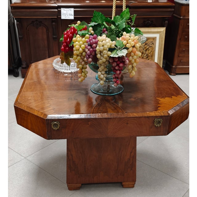 Art Deco Octagonal Walnut Table, 1940s For Sale - Image 9 of 11