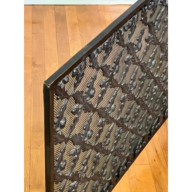 Arts and Crafts Cast Brass and Iron Fire Screen in Black, Single Panel, Early 20th C. For Sale - Image 12 of 13