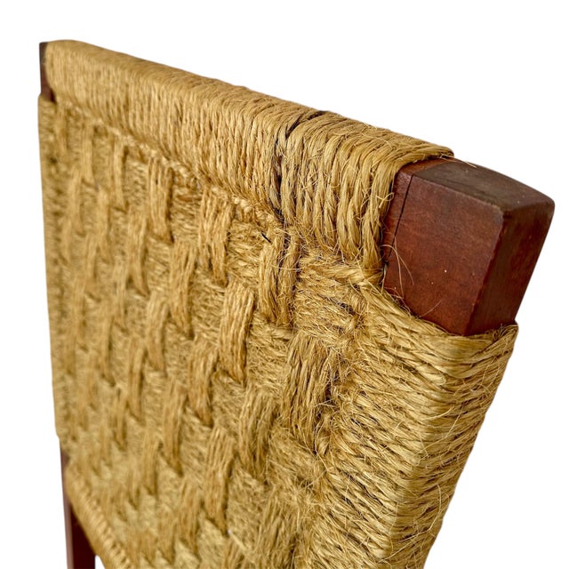 Pair of Mid 20th Century Carved Wooden and Woven Rope Armchairs For Sale - Image 11 of 12
