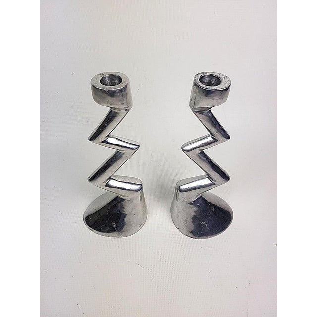 Zig Zag Candlesticks by Matthew Hilton for SCP England, 1980s, Set of 2 For Sale - Image 13 of 15